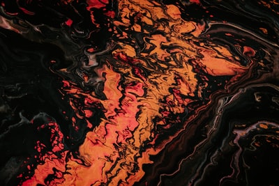 橙黑流体抽象画